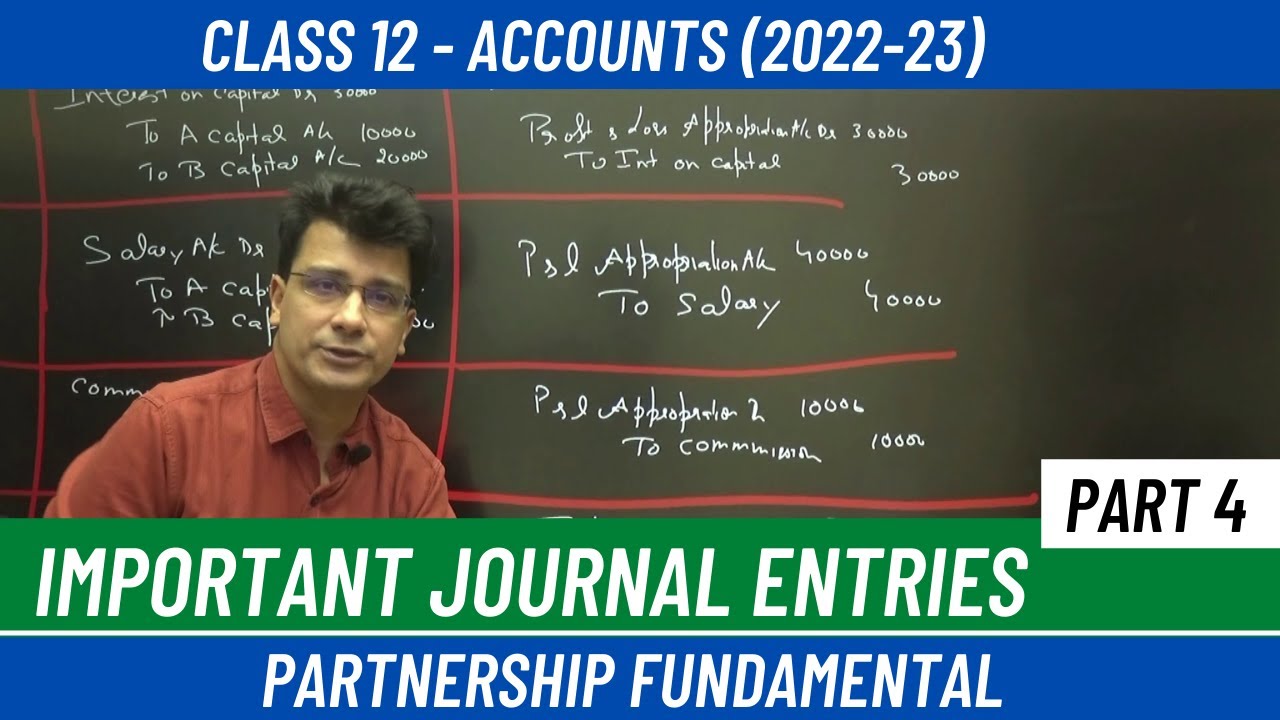 Partnership | Fundamentals #4 | Profit & Loss Appropriation Journal Entries | Accounts | Class 12