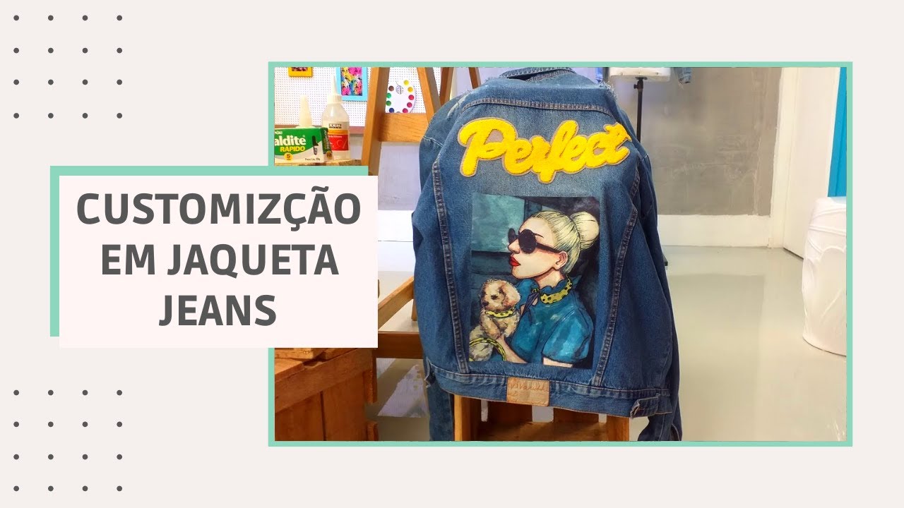 Customização em jaqueta jeans sem gastar quase nada | Eliane Gimenes