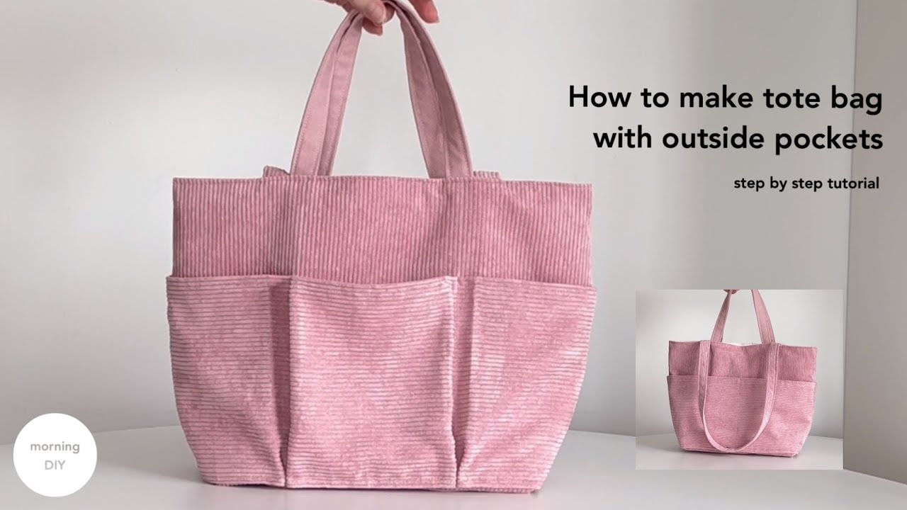 DIY tote bag tutorial | How to make tote bag with outside pockets
