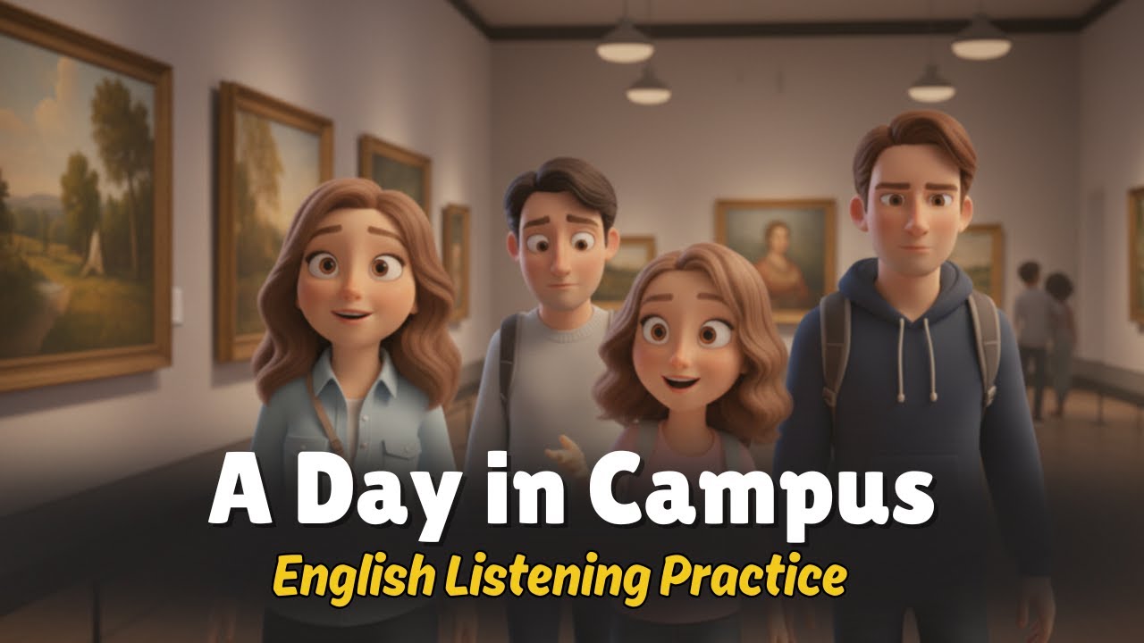 A Busy Morning on Campus | English Listening Practice (A2–B1)