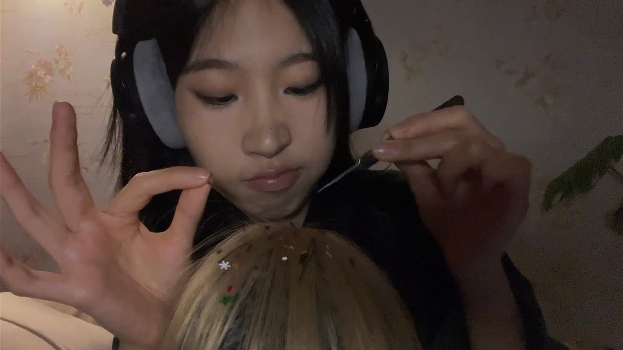 ASMR tingly Bug Searching, Pulling, Plucking, Massage, hair brushing