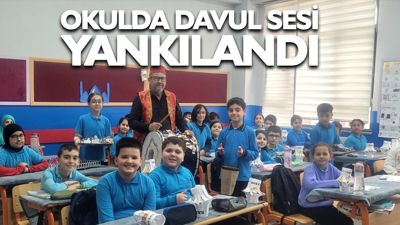 Azmimilli İlkokulu’nda Ramazan coşkusu! Davulcu manilerle sınıfları gezdi