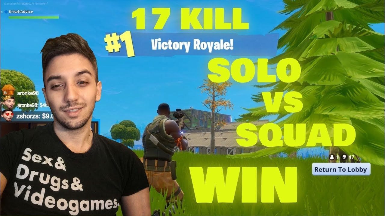 SOLO VS SQUAD 17 KILL WIN (Fortnite Battle Royale)