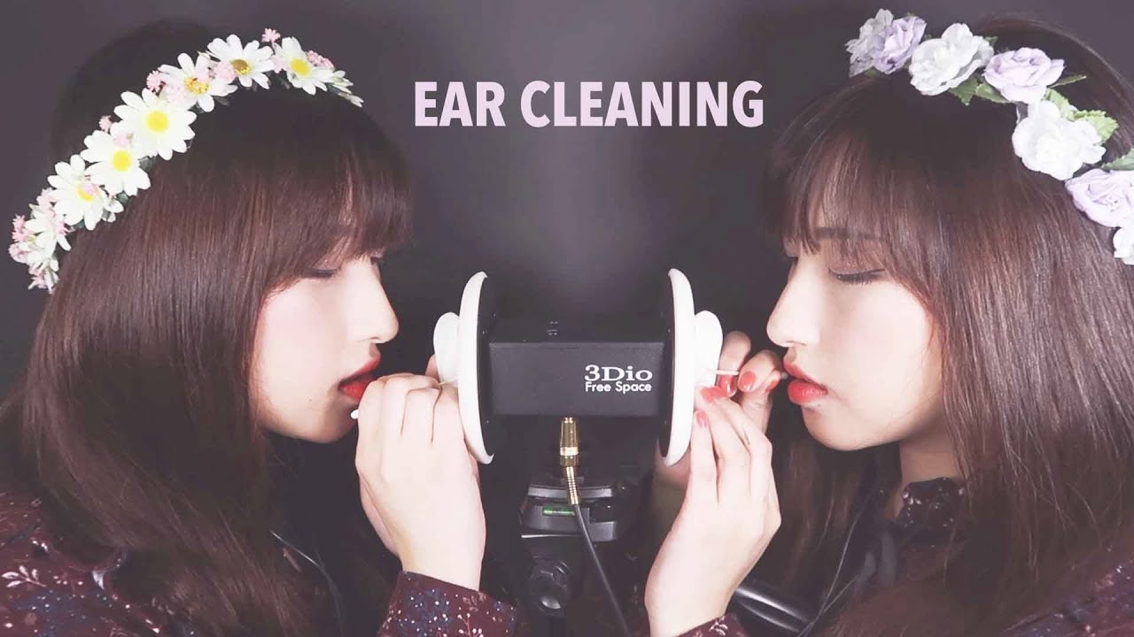 ASMR. Twin Ear Cleaning w/Cotton Swabs (feat. Mouth Sounds)