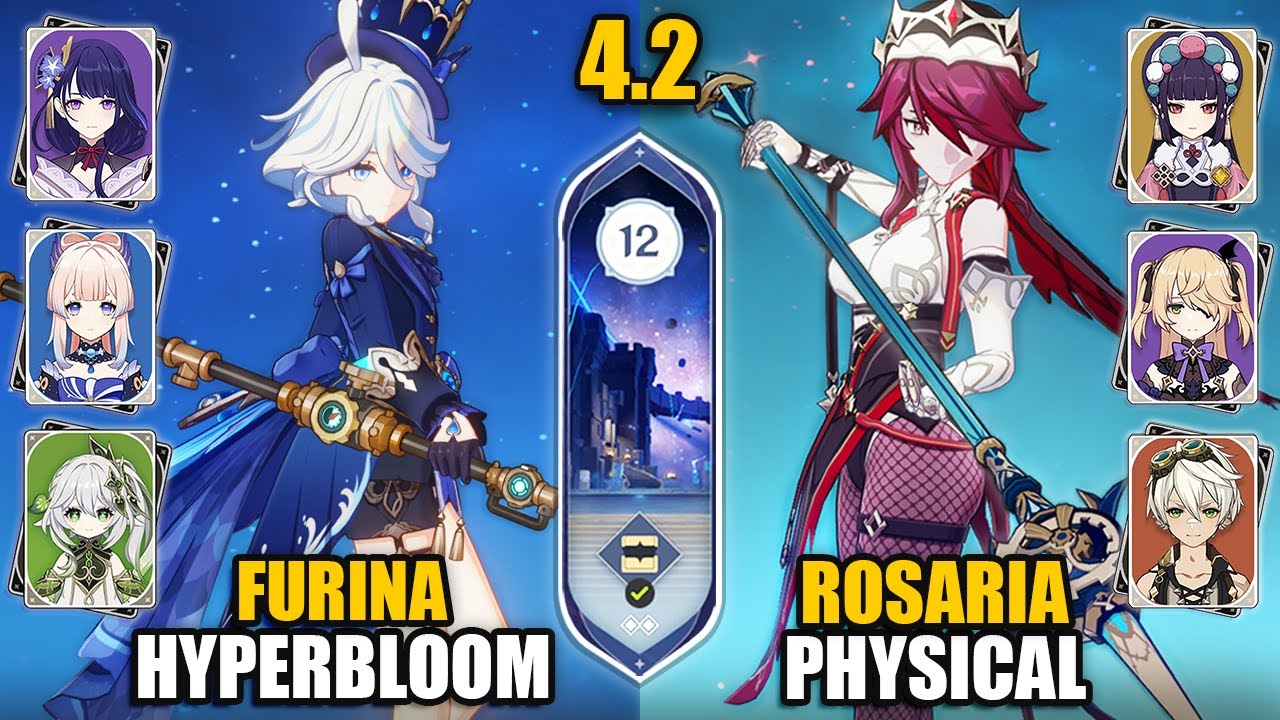 F2P Rosaria Physical DPS & C0 Furina Hyperbloom | Spiral Abyss 4.2 Floor 12 9 Stars | Genshin Impact