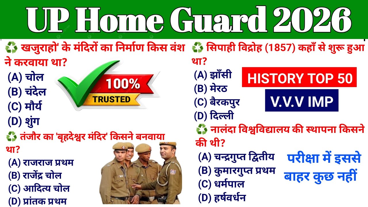 UP Home Guard GK Top 100 Questions 🔥 UP Home Guard UP GK Questions,up home guard gk gs class 2025