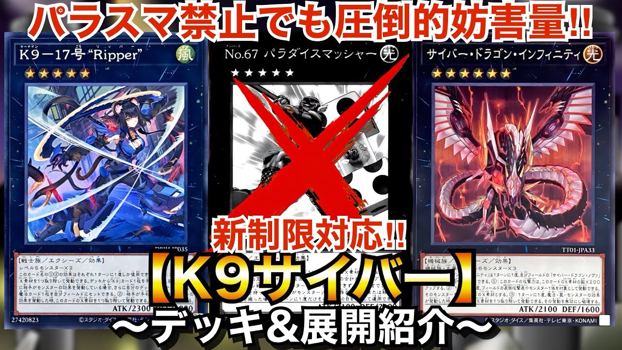 【遊戯王】パラスマ&アポロウーサ禁止でも圧倒的妨害！新制限対応K9サイバー【デッキ&展開紹介】