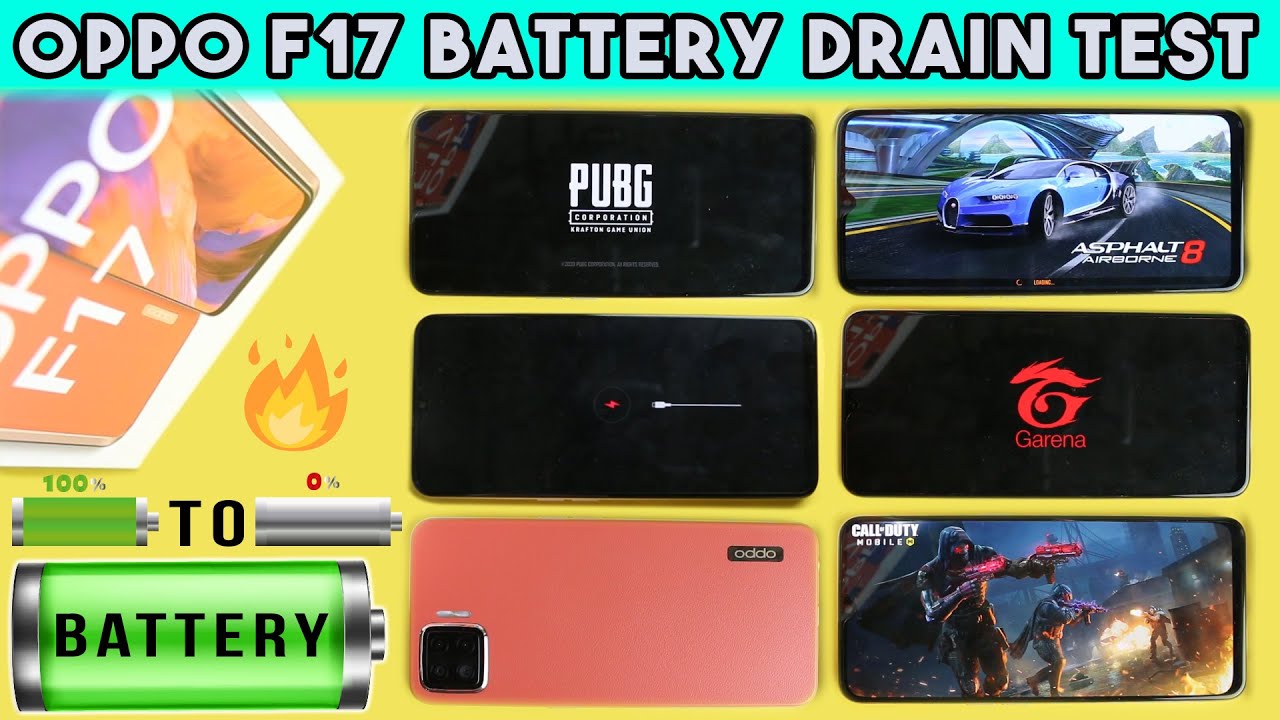 Oppo F17 Battery Drain Test : PUBG MOBILE, GARENA FREE FIRE, CALL OF DUTY, ASPHALT | OPPO F17 TEST