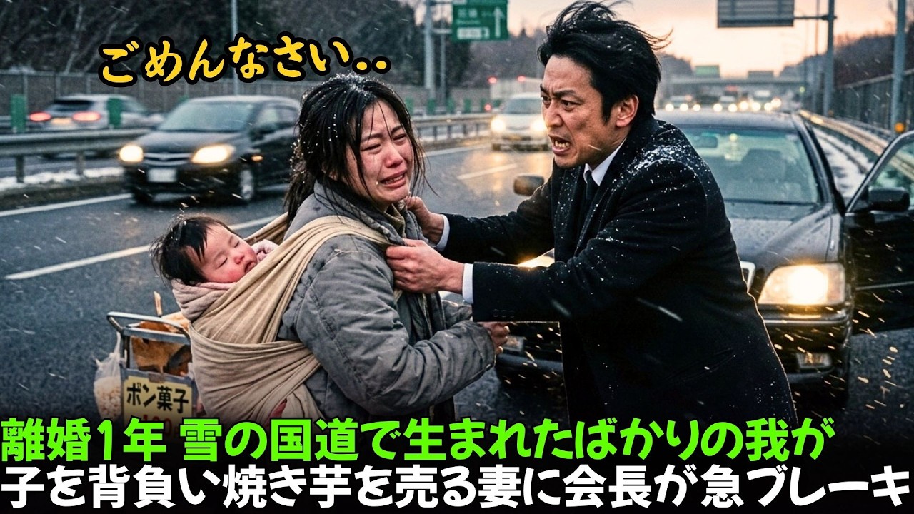 離婚から1年。財閥の会長は、雪降る国道で生後間もない我が子をおぶって焼き芋を売る妻の姿に、思わず急ブレーキを踏んだが&hellip;#人生の教訓#動エピソード#家族の物語