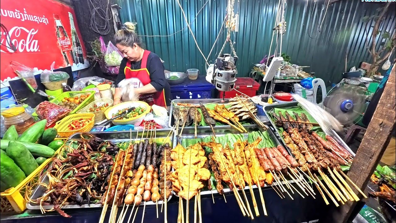 Beautiful night out with friends enjoy dinner in Vang Vieng, Laos.