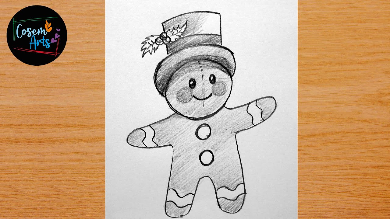 Gingerbread Man Drawing || how to draw a gingerbread man