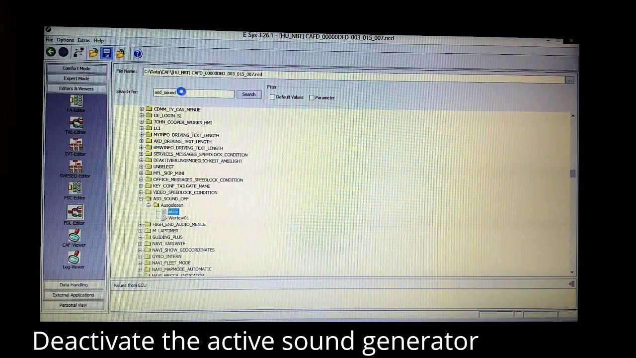 BMW F series coding E-Sys Demo