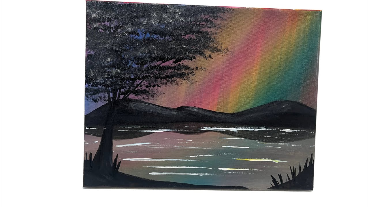 Colourful Northern Lights | Easy painting for beginners! 