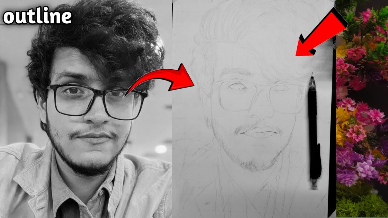 Trigger Insaan Sketch Outline 🎨 | Realistic Drawing Start | Triggered Insaan Fan Art #triggerinsaan 