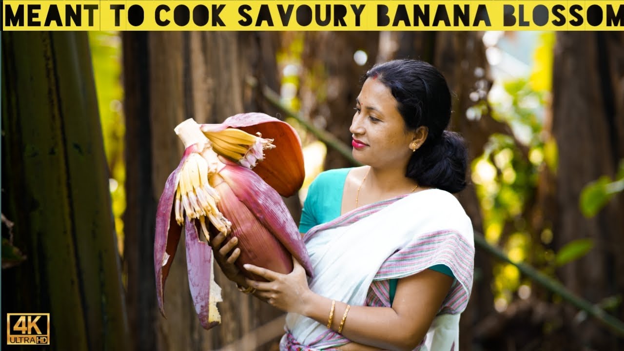 কলডিল ভাজি মছুৰ দাইলেৰে | Awesome cooking banana flower Assamese healthy & tasty recipe |