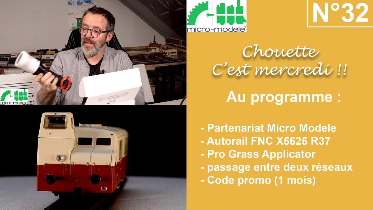 Micro Modele, Autorail FNC X5625, Applicateur d'herbes statique ... / épisode 32