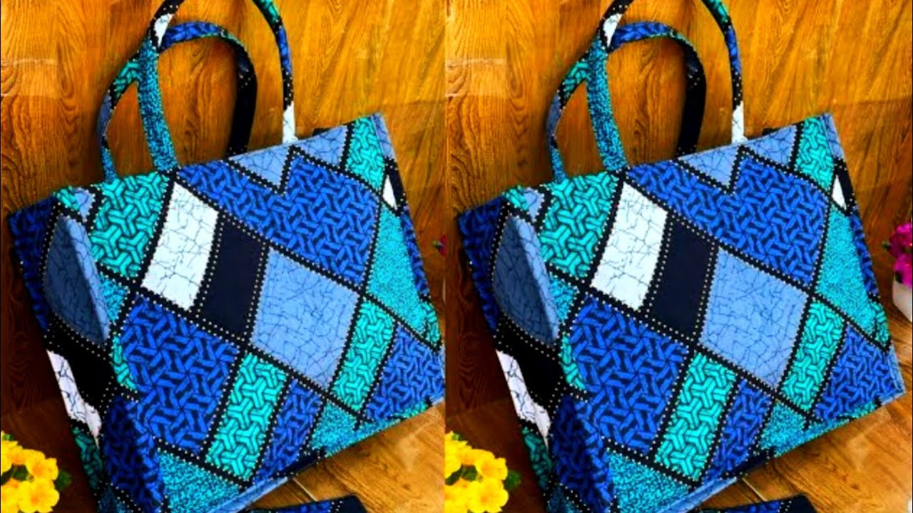 HOW TO CUT AND SEW ANKARA TOTE BAG | Easy DIY African Print Bag Tutorial