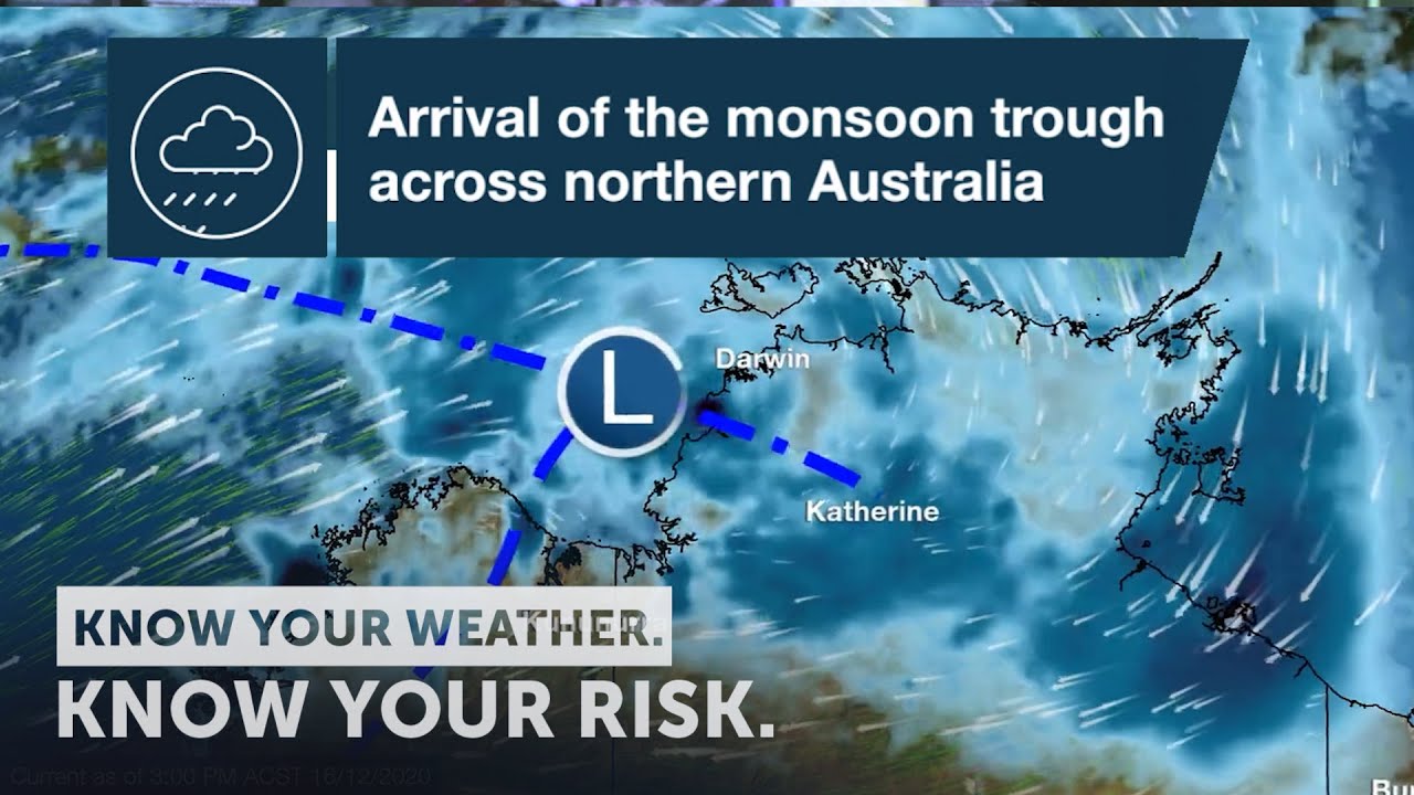 Weather update: arrival of the monsoon trough northern Australia, 16 Dec 2020