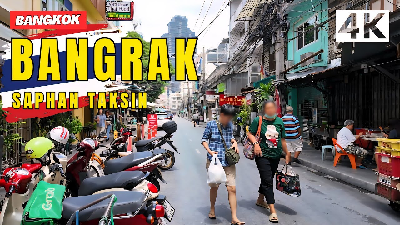 [4K] Bangrak Area in Bangkok | Saphan Taksin Station & Sathorn Pier 🇹🇭 Walking Tour (Daytime)