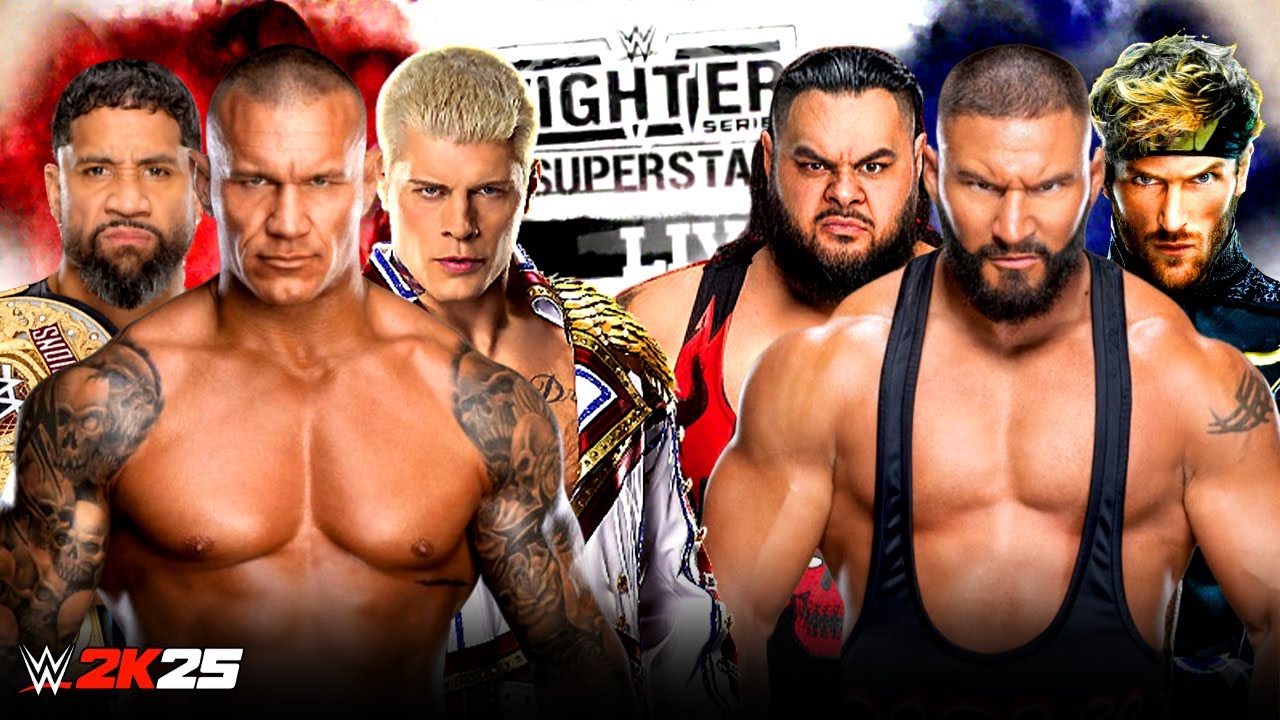 WWE 2K25 Randy Orton Jey Uso Cody Rhodes vs Bron Breaker Bronson Reed Logan Paul Full Match 02-02-26
