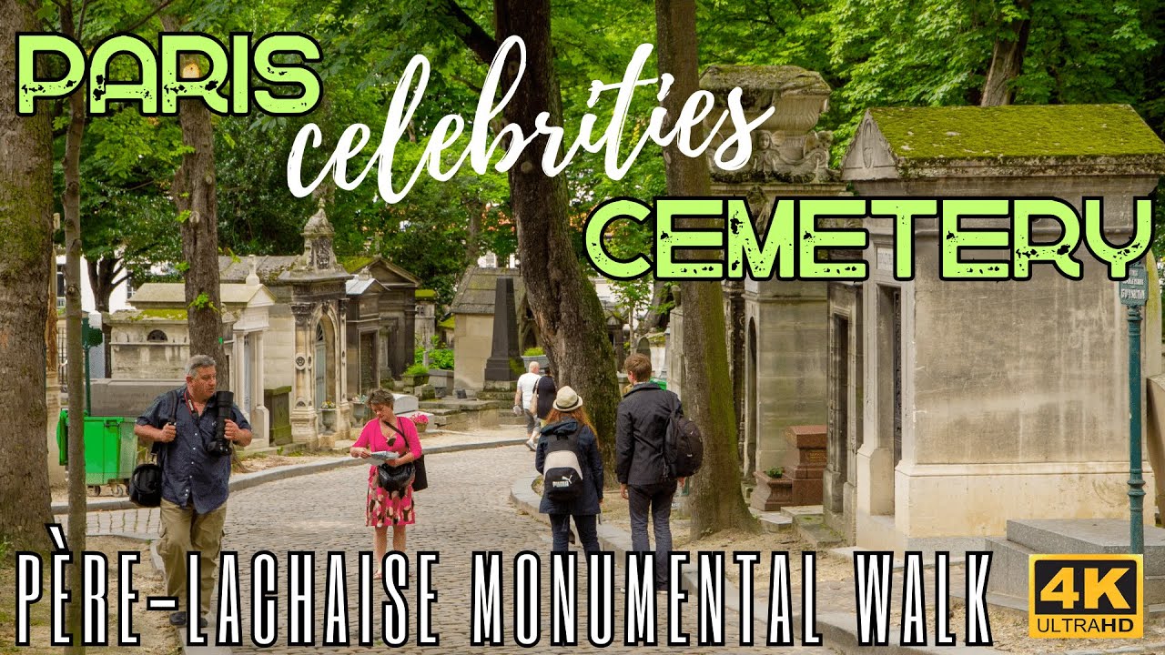 [4K] Père Lachaise, Paris monumental cemetery spring walk tour, famous graves and artist burials