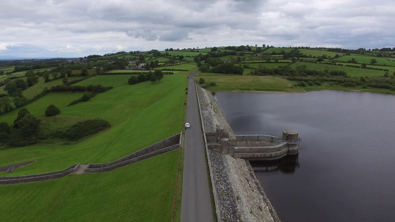 Seagahan Reservoir, Dam and Water Treatment Works, County Armagh from drone