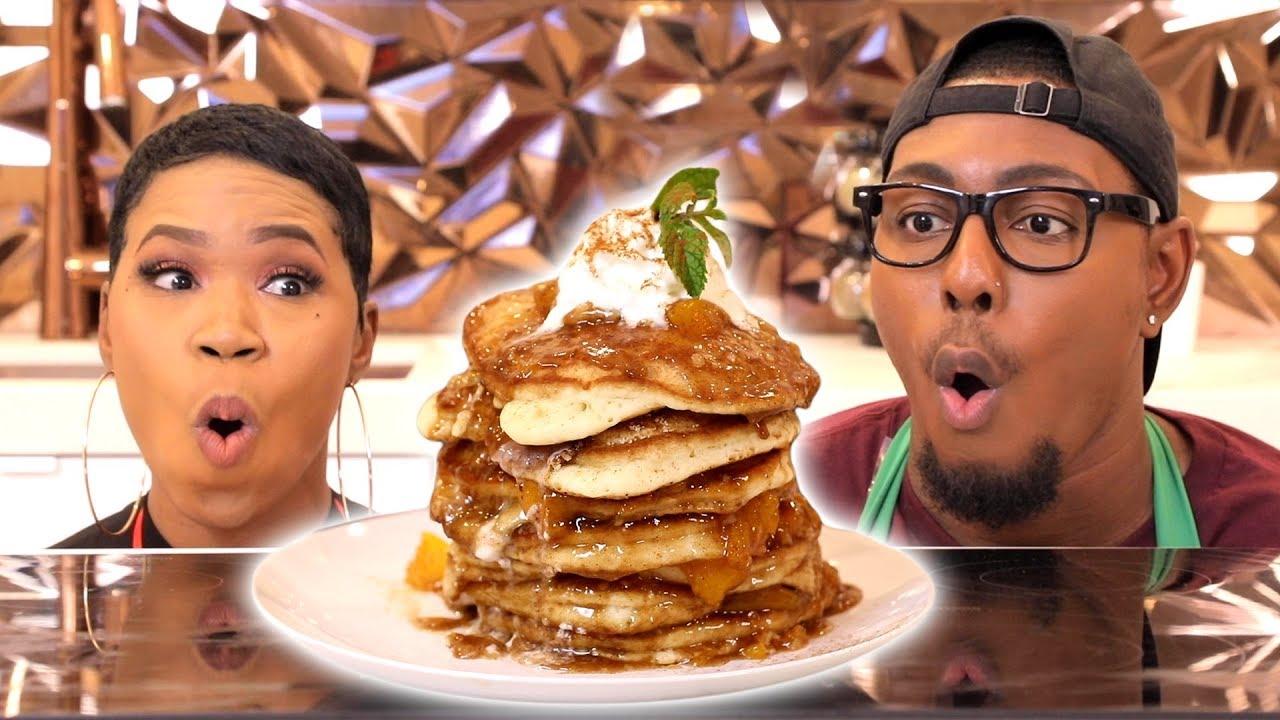 How to Make BOURBON PEACH COBBLER PANCAKES! | with StoveTop Kisses!