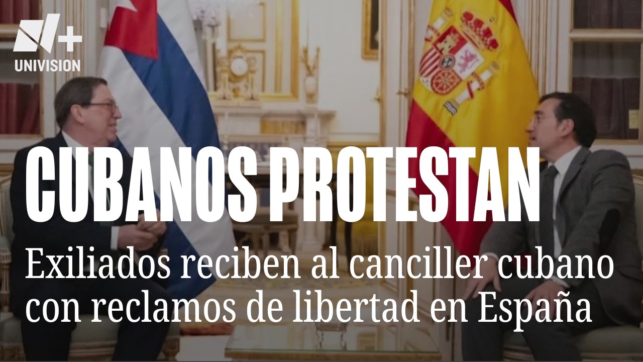 Exiliados reciben al canciller cubano en Espa&ntilde;a con protestas