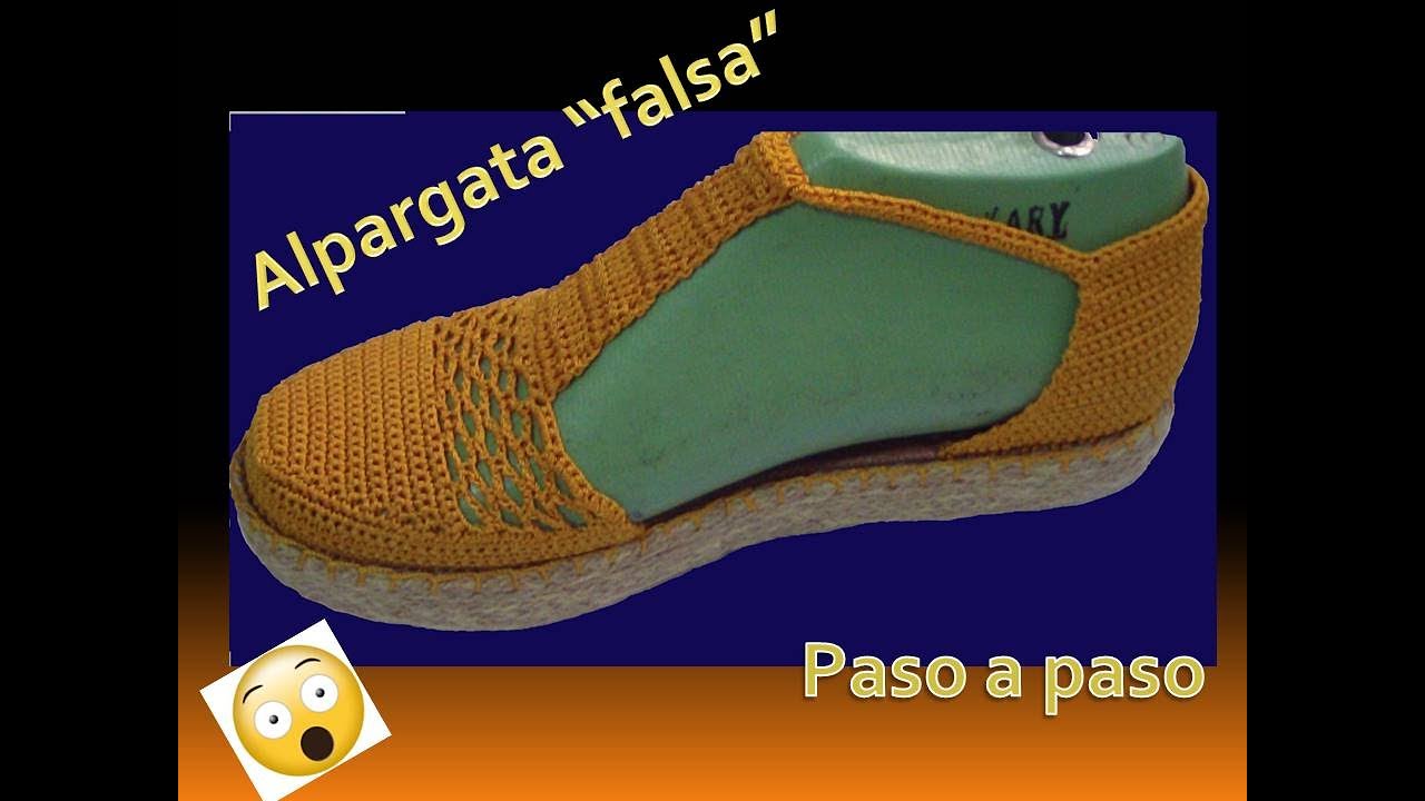 😮🌈como hacer ALPARGATAS falsa, tejidas a CROCHET asemejando costura a sandalia ó Chinelo