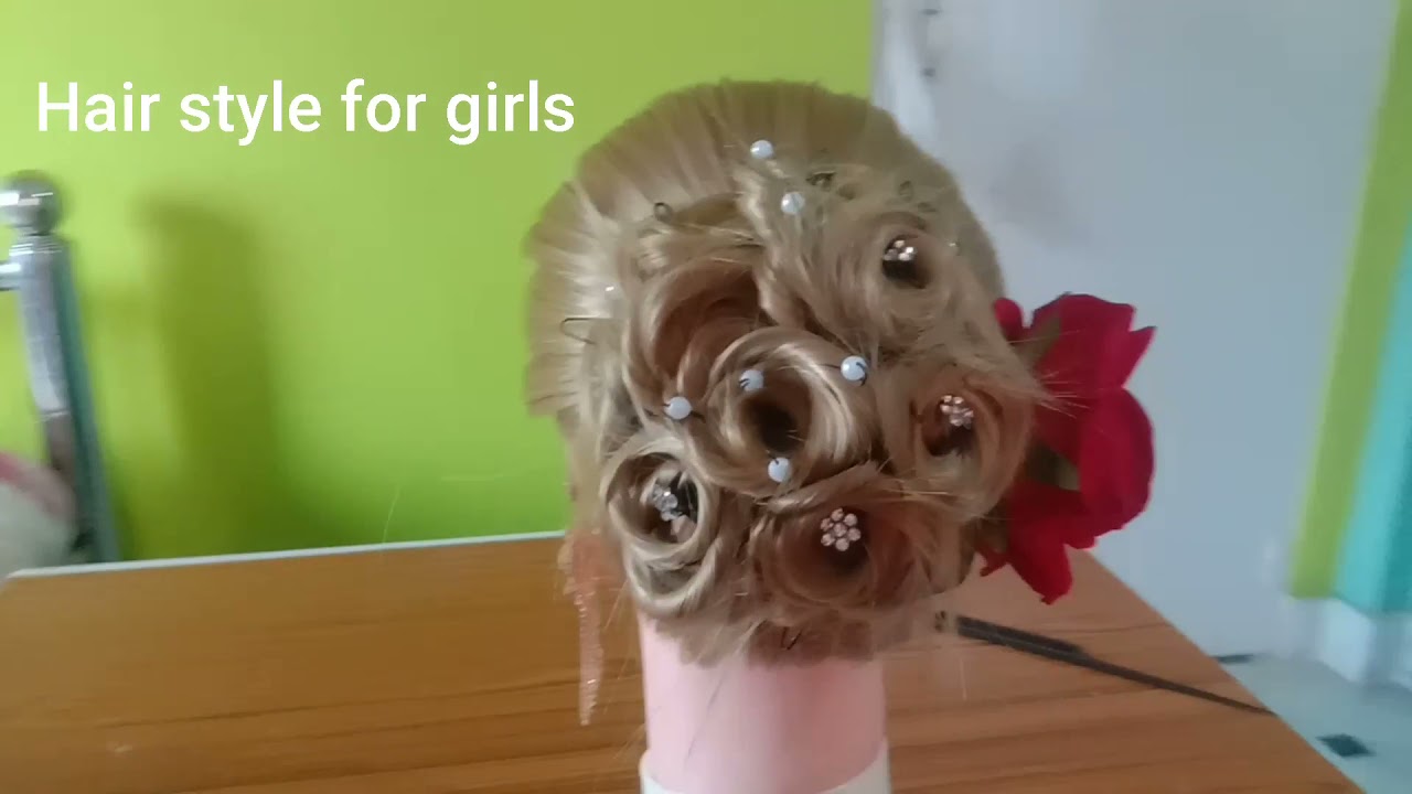 Roll bun ll beautiful hair style ll weeding hair style ll party hair style