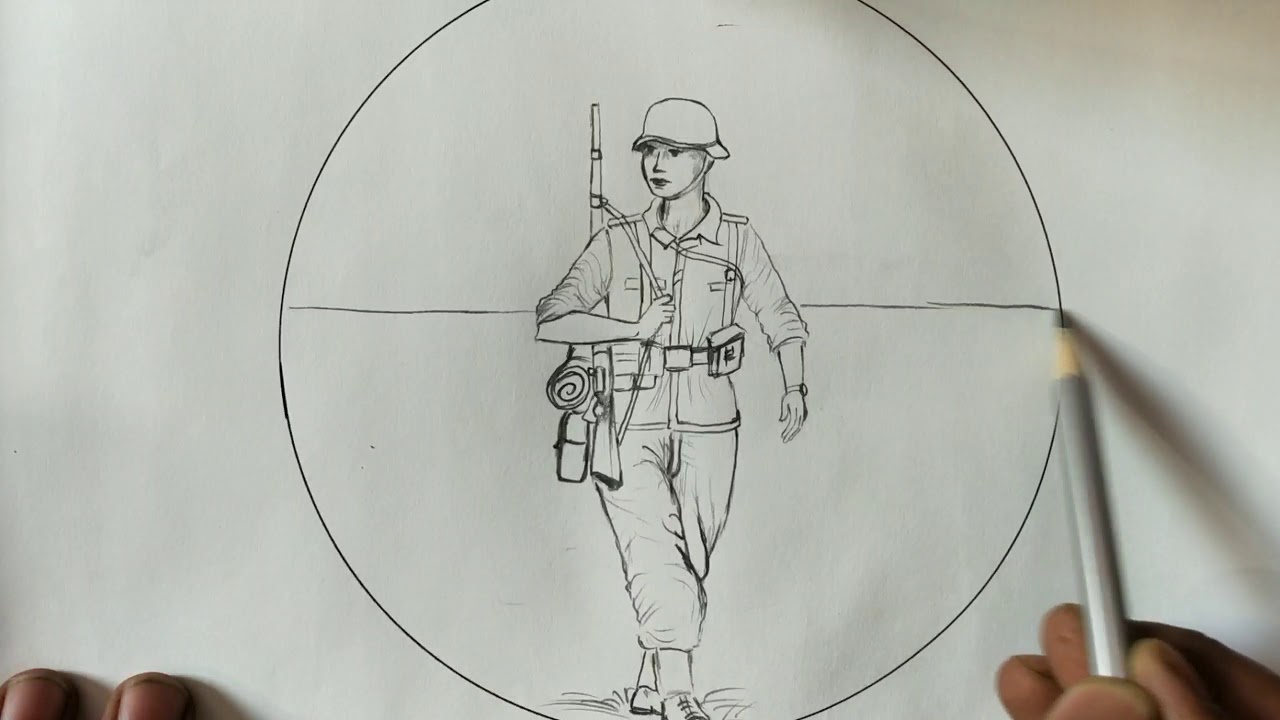 Soldier drawing with pencil sketch / easy and simple on duty soldier drawing