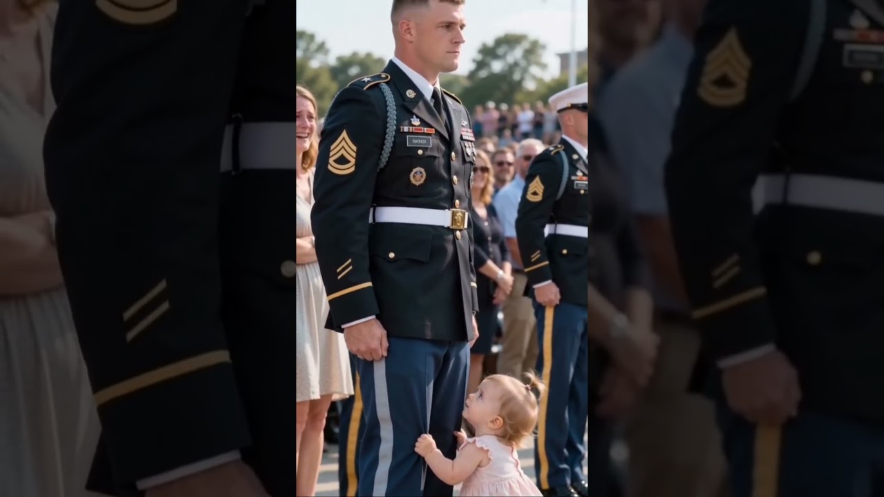 Tiny Toddler Melts a Soldier Dad's Heart During Military Ceremony ❤️🥹#Military #Soldier #ArmyDad