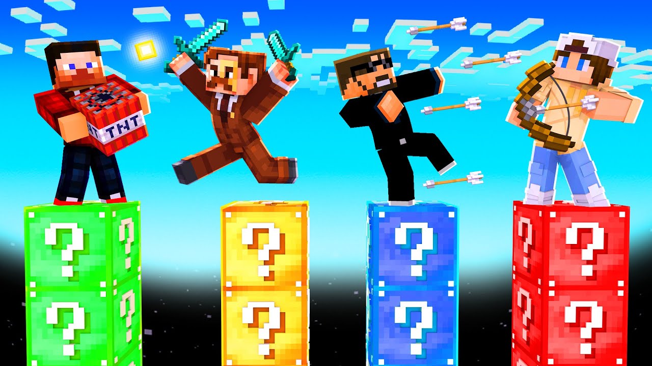 Pillar Battle with Lucky Blocks Mod in Minecraft