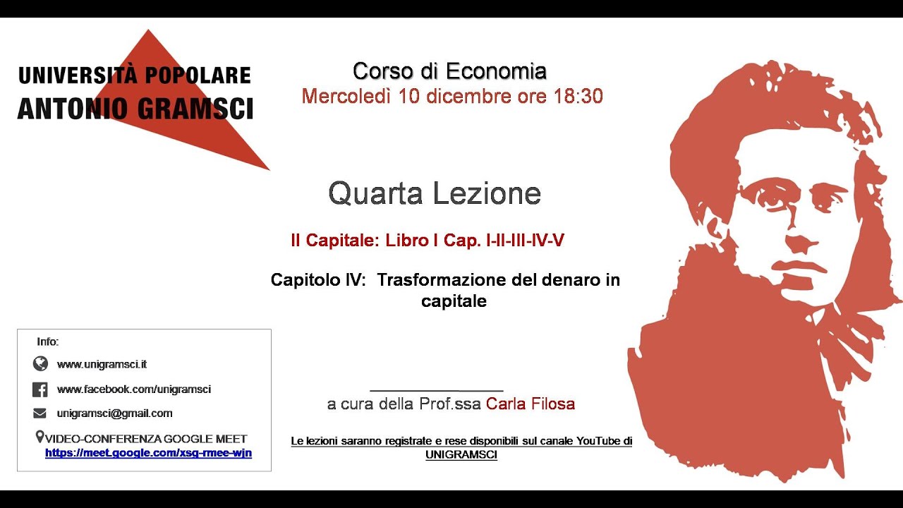 IV Lezione corso economia-IL CAPITALE di K. Marx Libro I: Cap. I-II-III-IV-V- Prof.ssa Carla Filosa