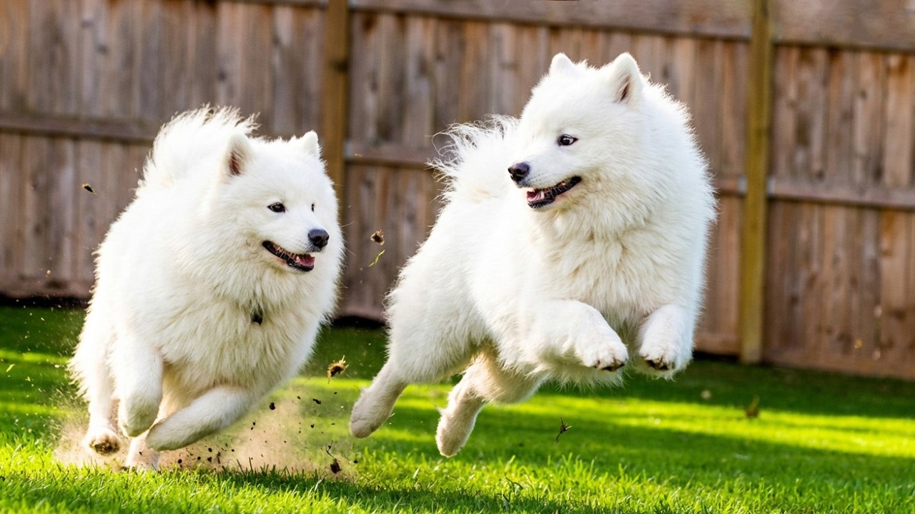 Samoyed Siblings Go Wild in the Backyard!