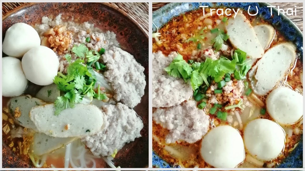 泰式冬荫酸辣汤河粉和清汤河粉Thai Tom Yum  soup and Clear soup with rice noodles
