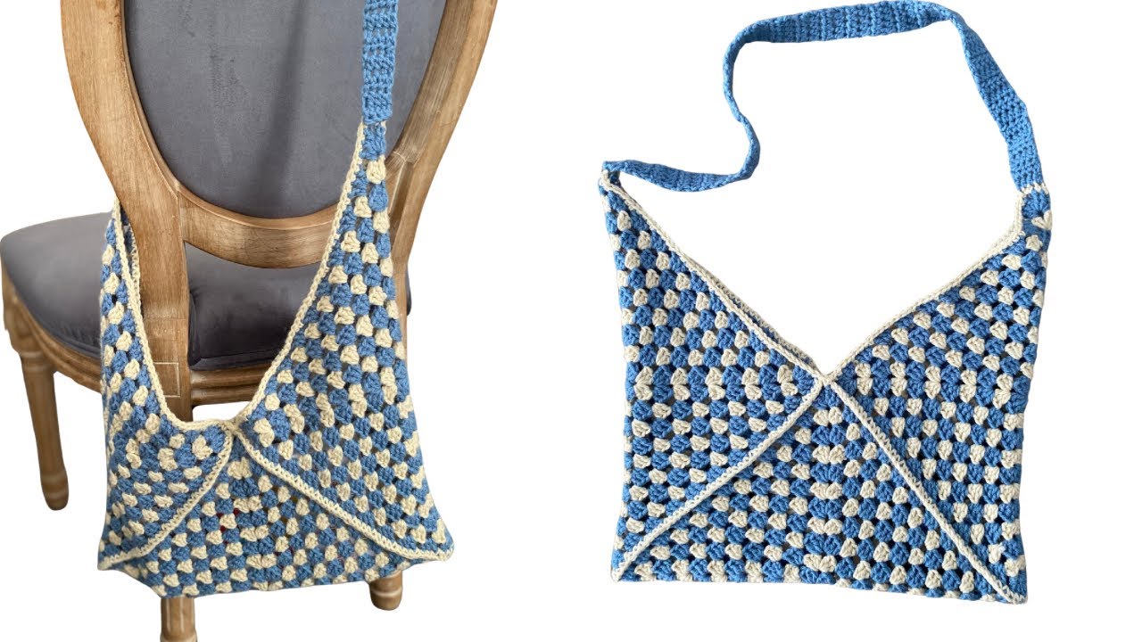 Tuto Crochet : Sac Facile avec 3 Carrés Granny – parfait pour les débutants! 🧶👜