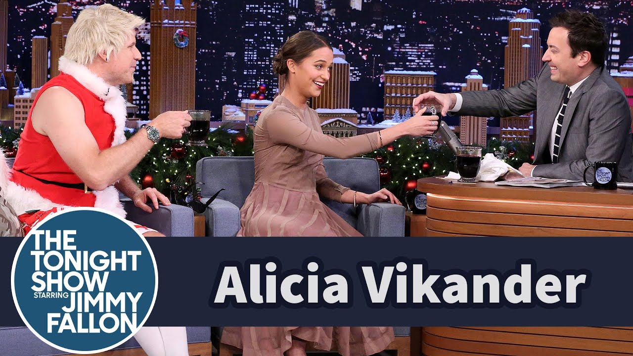 Alicia Vikander Shares Swedish Glogg with Will Ferrell and Jimmy