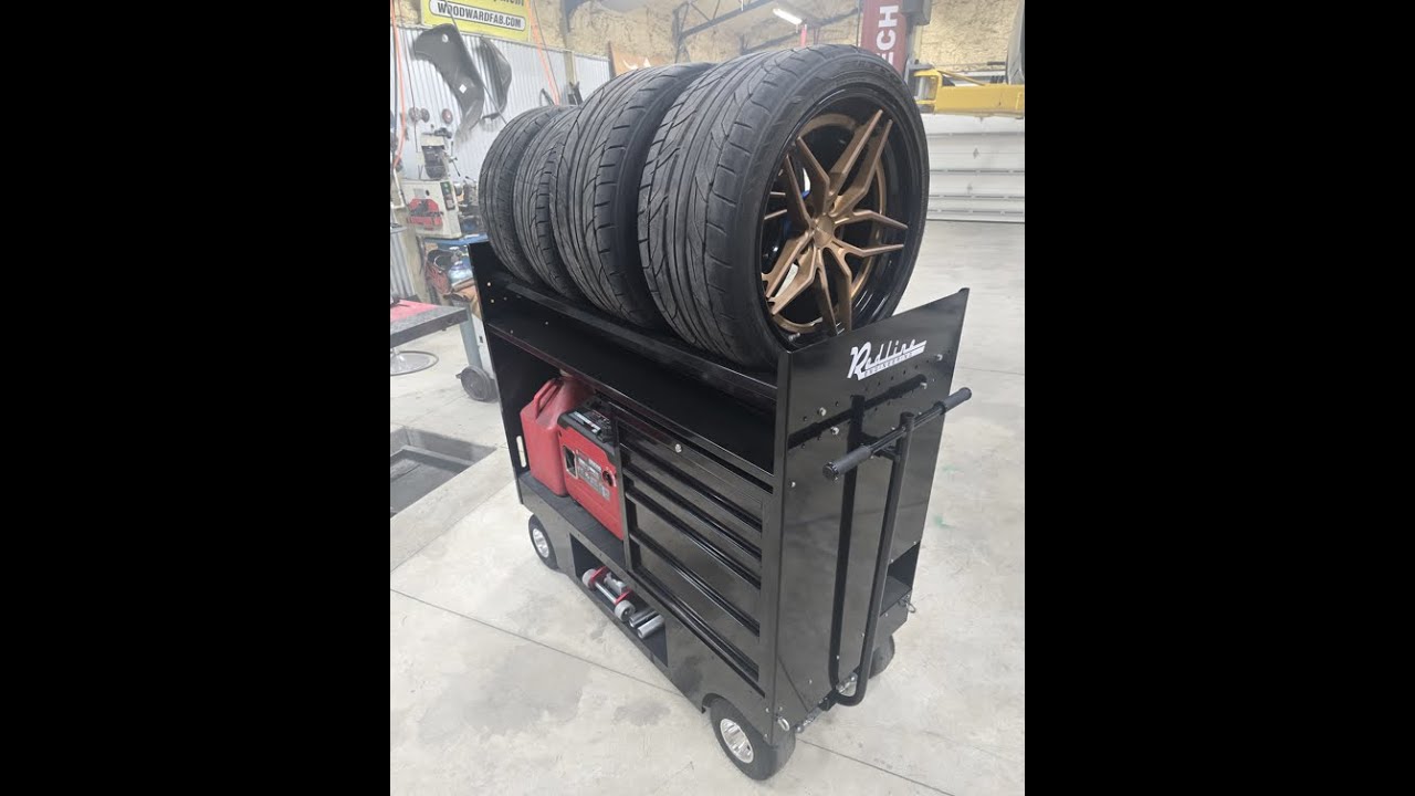 Redline Universal Pit Box Tire Cart Demonstration