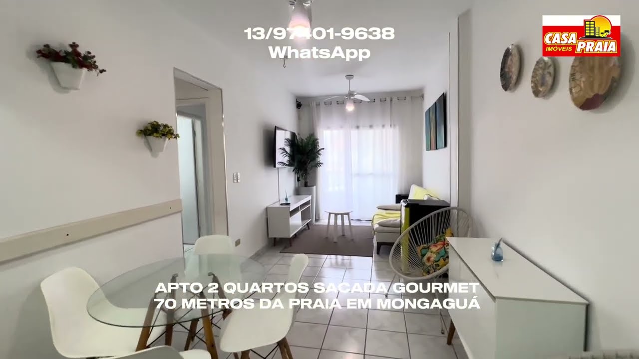 Apartamento 2 quartos sacada gourmet à 70 m² da praia em Mongaguá