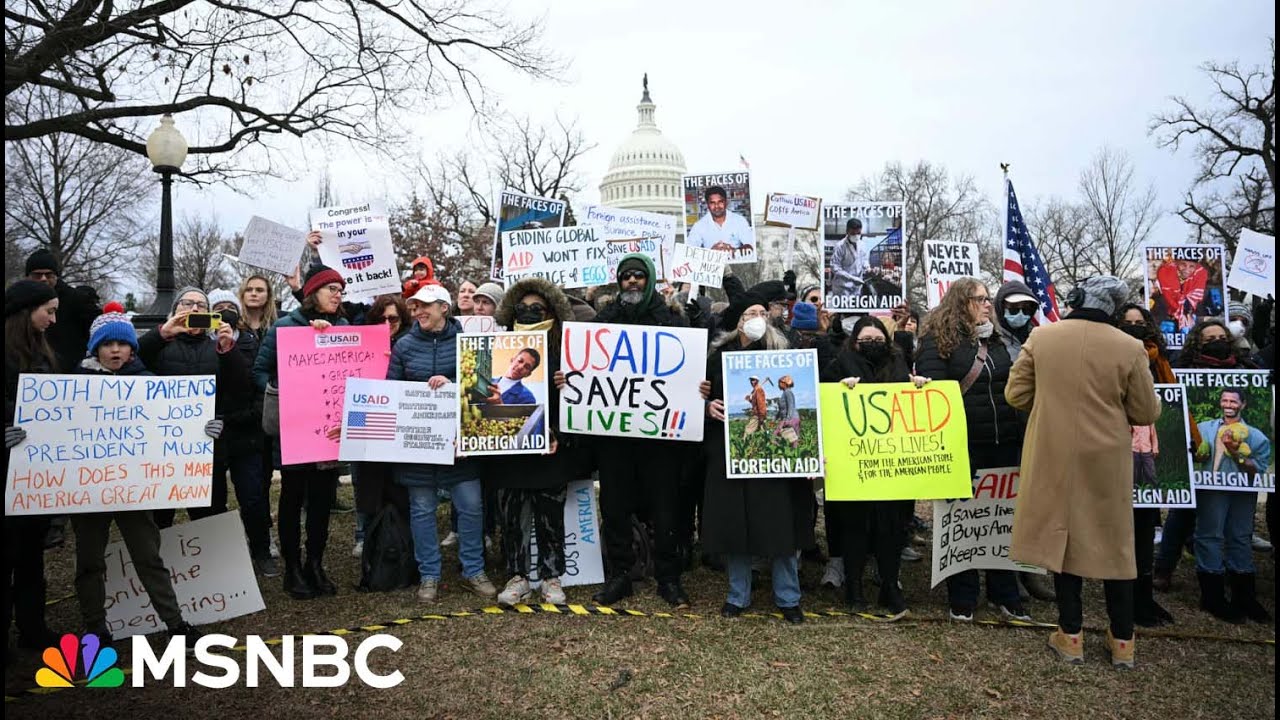 Protesters, lawmakers rally against Trump's stop-work order for USAID employees