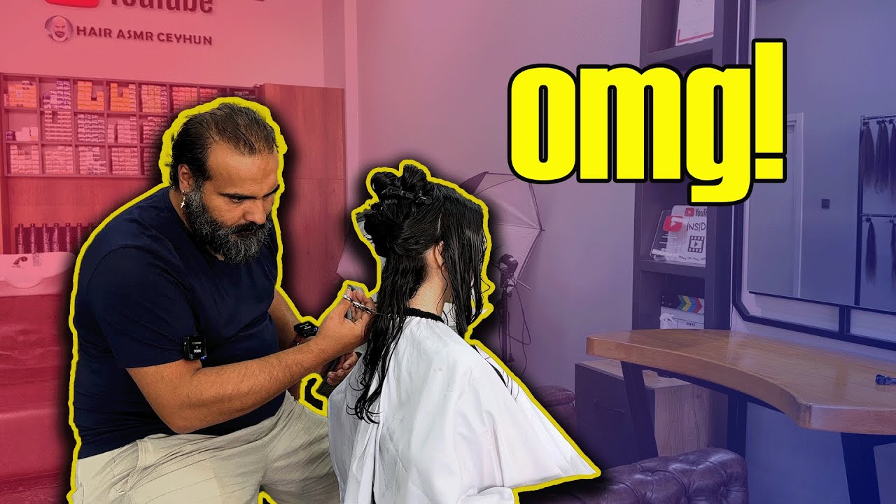 This hair is a pain in the ass.! 😲 (  Long to Short Haircut - ASMR )