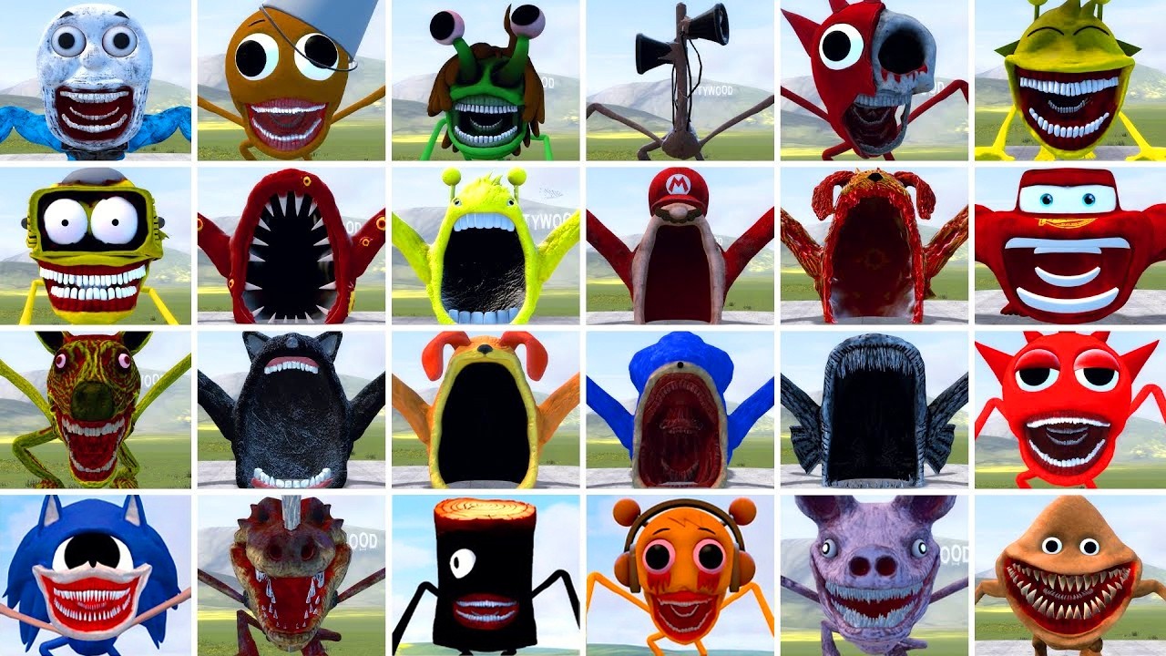 I PLAYED DEATHMATCH GAME WITH ALL SPRUNKI TAPES HORROR FAMILY AND SEA EATER FAMILY In Garry's Mod!