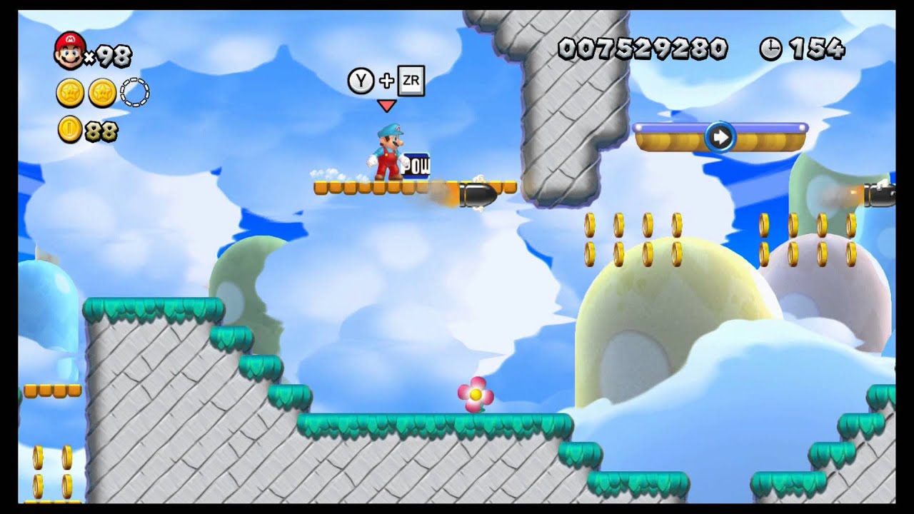 [WiiU] New Super Mario Bros U Mundo 7 (Nubes de Merengue) Nivel 3 (Las mil balas)