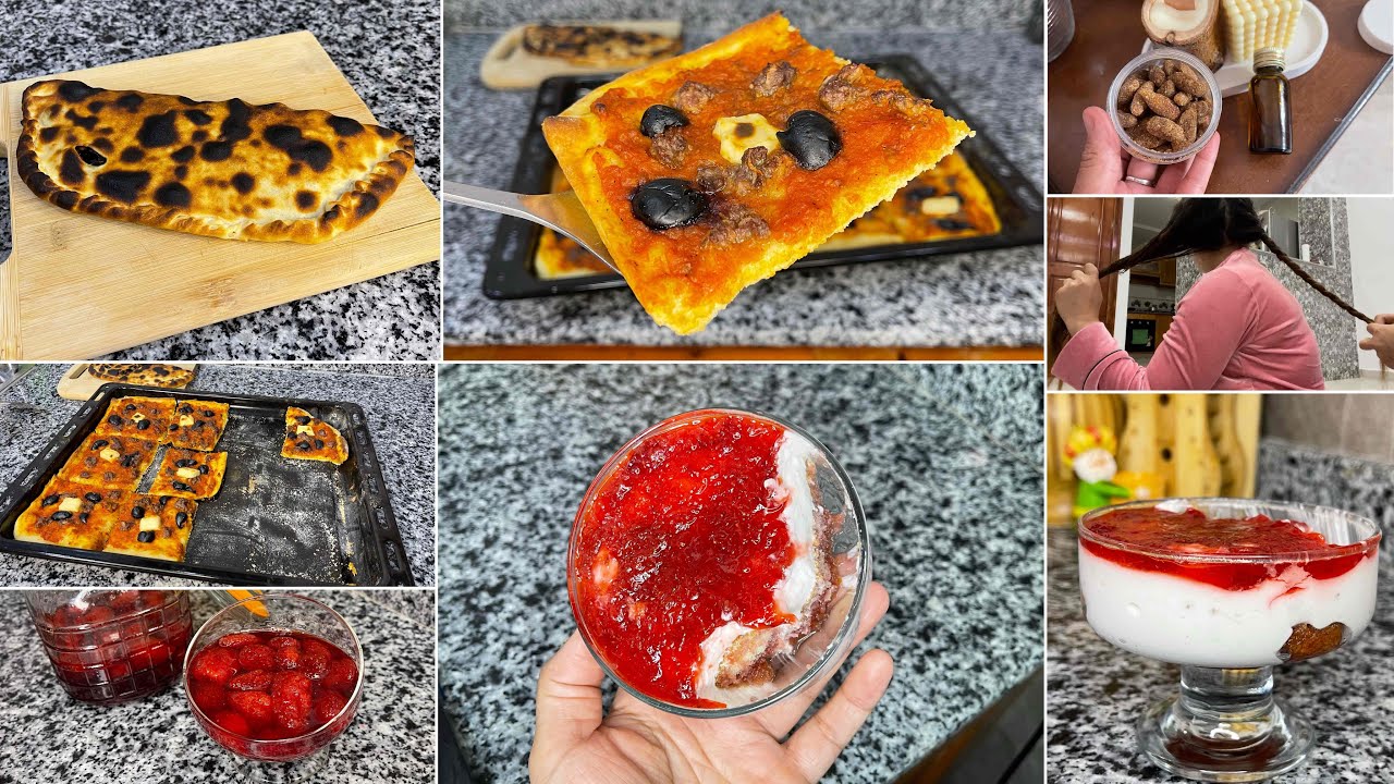 روتين يوم طوييل./ ثلاث وصفات في فيديو بيتزا كاري😍 معجون فراولة🍓 تيراميسو فراز