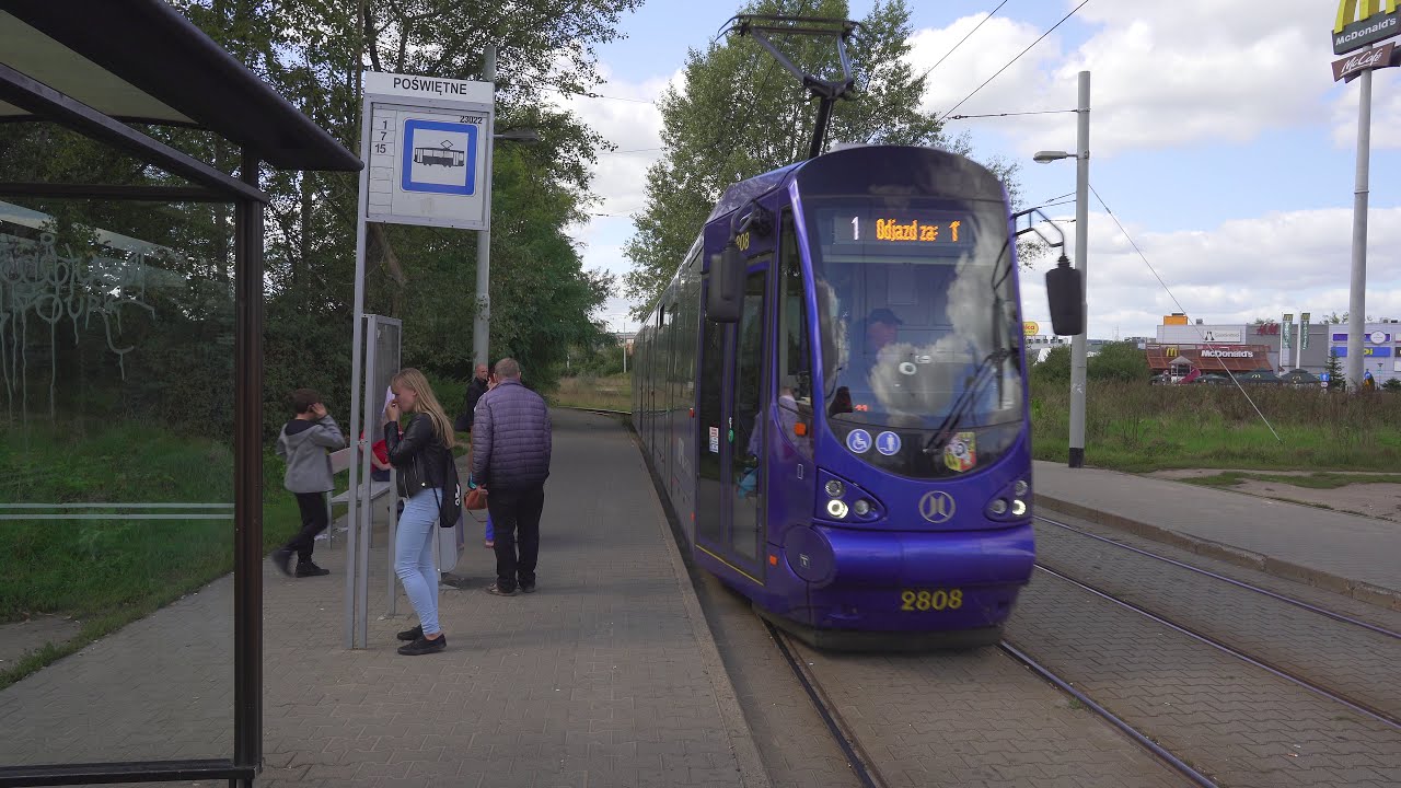 Poland, Wrocław , tram 1 ride from Poświętne to Dworzec Nadodrze