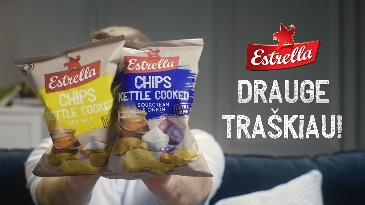 Estrella Kettle Cooked bulvių traškučiai. Drauge traškiau.