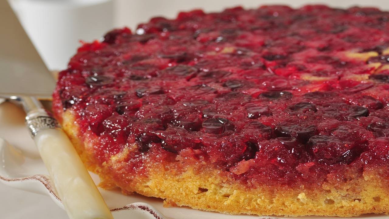 Cranberry Upside Down Cake Recipe Demonstration - Joyofbaking.com