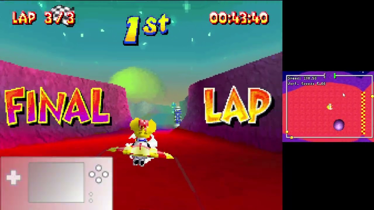 Spacedust Alley Plane: Speedometer Test - Diddy Kong Racing DS