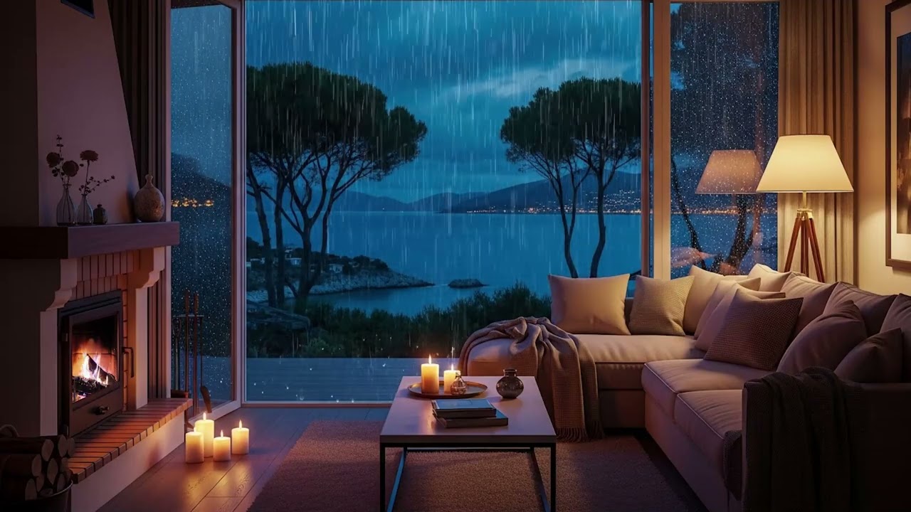 Rainy Window Sounds ❄️ Calm Fireplace ASMR for Sleep & Focus (3 Hours)